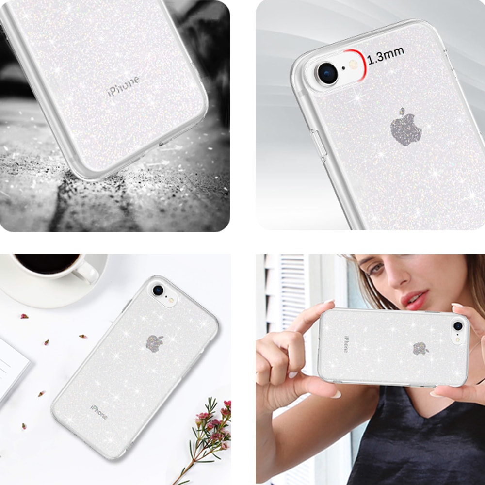 Etui do iPhone SE2022/SE2020/8/7 z brokatem ochronne przeźroczyste glitter