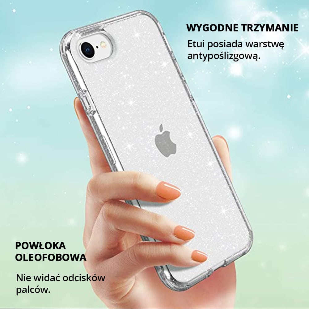Etui do iPhone SE2022/SE2020/8/7 z brokatem ochronne przeźroczyste glitter