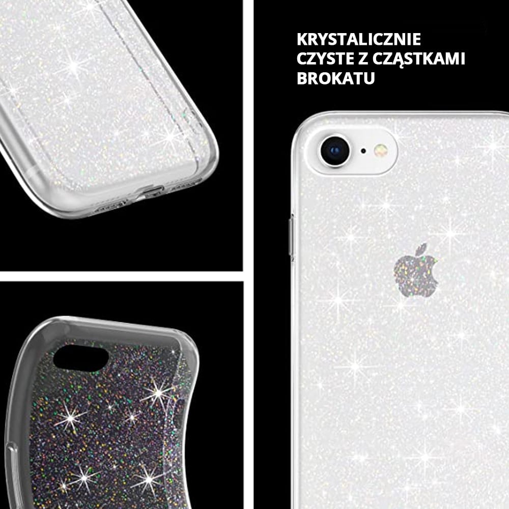 Etui do iPhone SE2022/SE2020/8/7 z brokatem ochronne przeźroczyste glitter