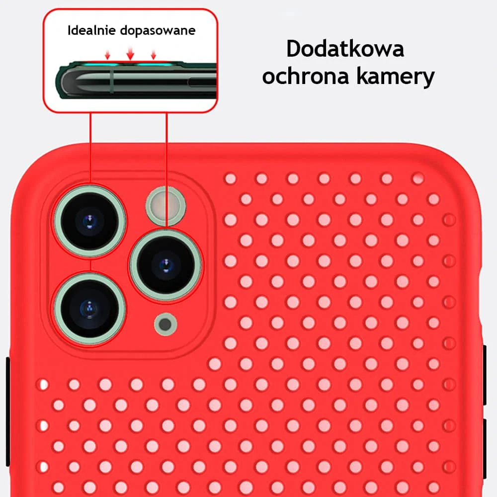 Etui do iPhone 12 Pro oddychające nowoczesne, bez osłony na aparat, czerwone