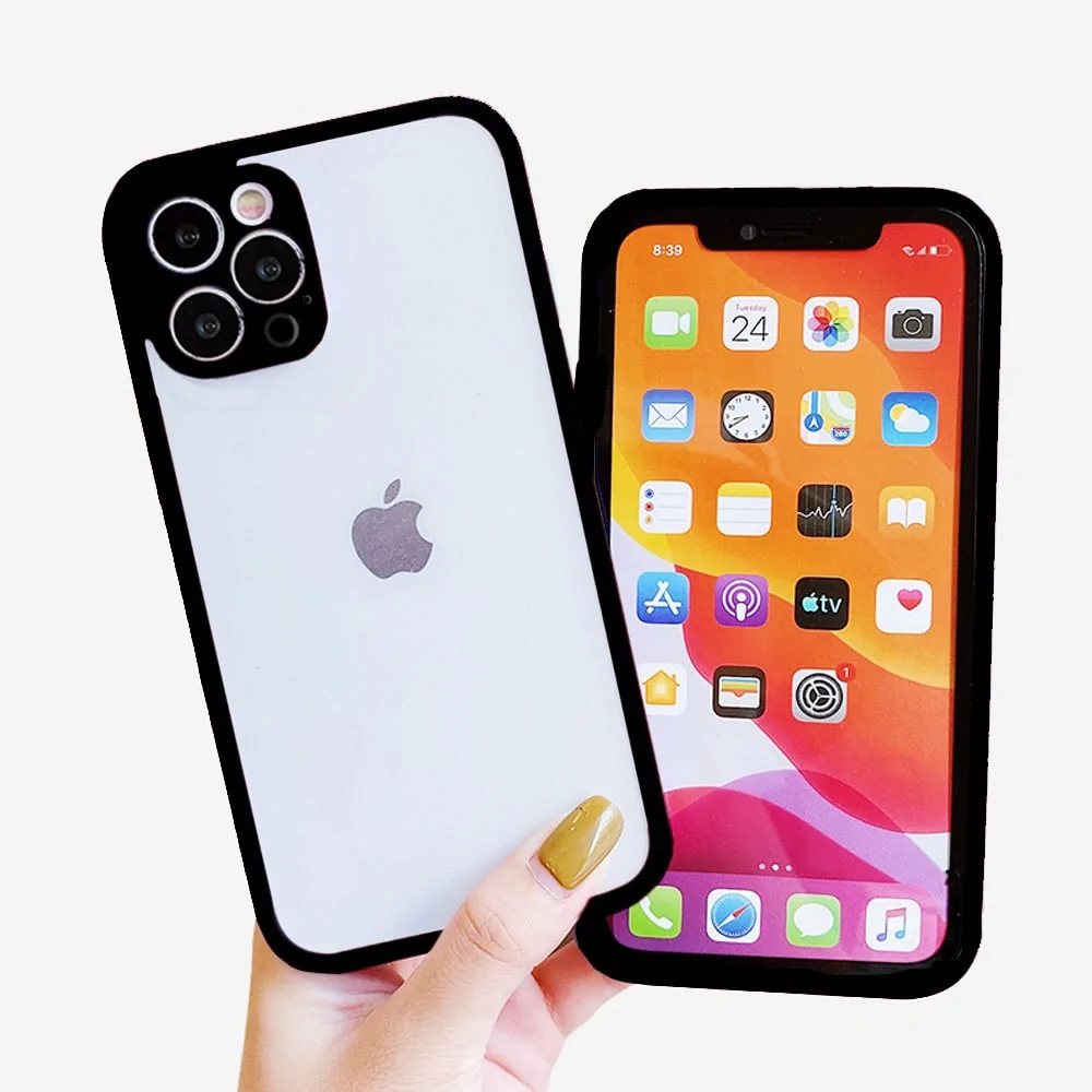 Etui do iPhone 12 Pro Soft Matt protect czarne silikonowe z kolorowymi przyciskami