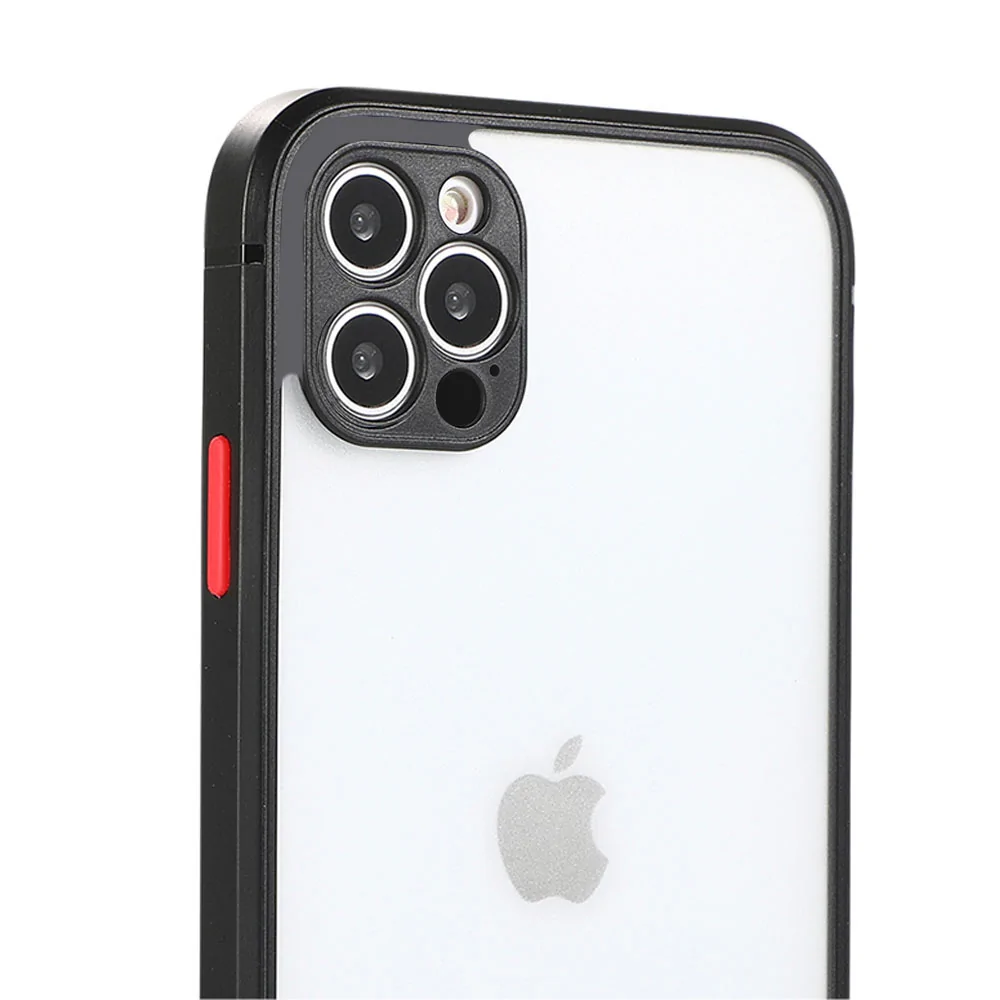 Etui do iPhone 12 Pro Soft Matt protect czarne silikonowe z kolorowymi przyciskami