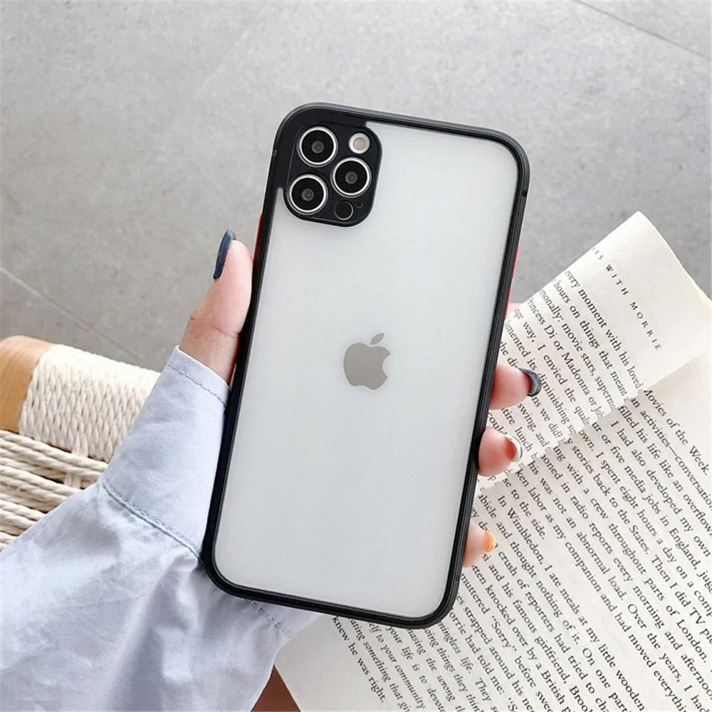 Etui do iPhone 12 Pro Soft Matt protect czarne silikonowe z kolorowymi przyciskami