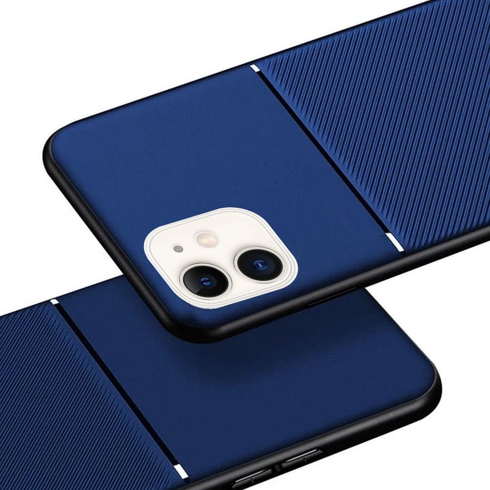 Etui do iPhone 12 Elite Blue karbon, pancerne, wytrzymałe, osłona na aparat, granatowe