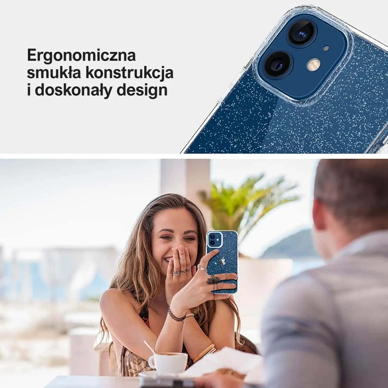 Etui do iPhone 12 błyszczące VIP luksusowe przezroczyste. Śliczne etui brokatowe dla kobiety