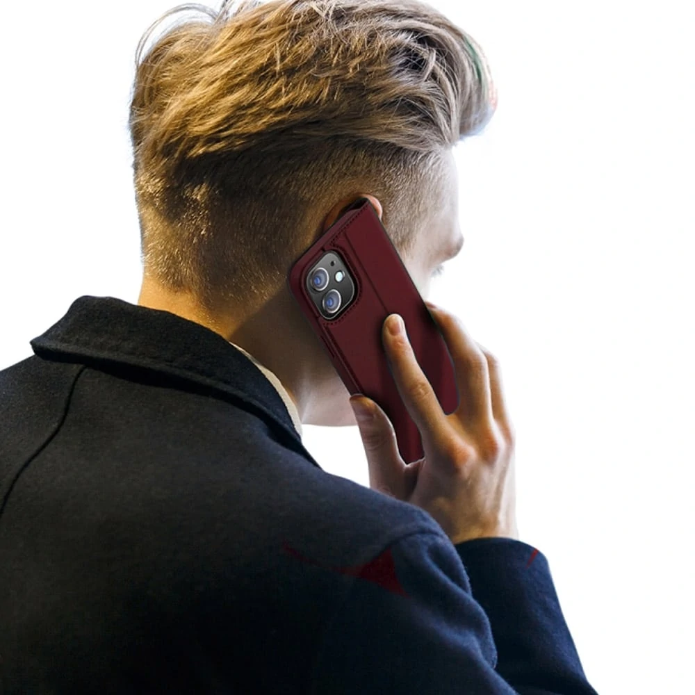 Etui do iPhone 13 Pro Max eleganckie stylowe z magnetyczną klapką, burgundowe