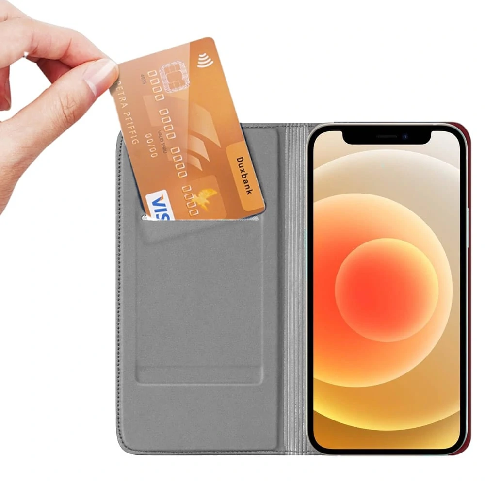 Etui do iPhone 13 Pro Max eleganckie stylowe z magnetyczną klapką, burgundowe