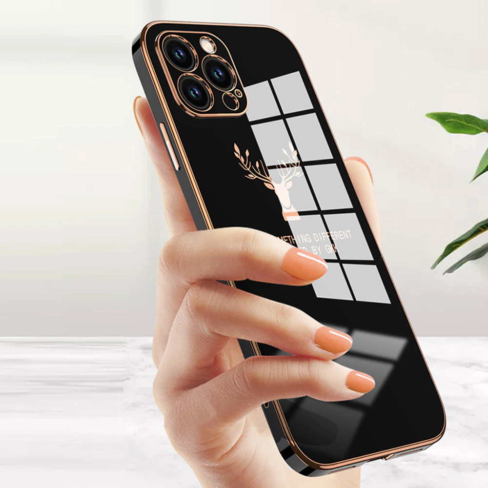 SURPHY do iPhone 13 Pro Max z nadrukiem, czarne ze złotą ramką (OUTLET)