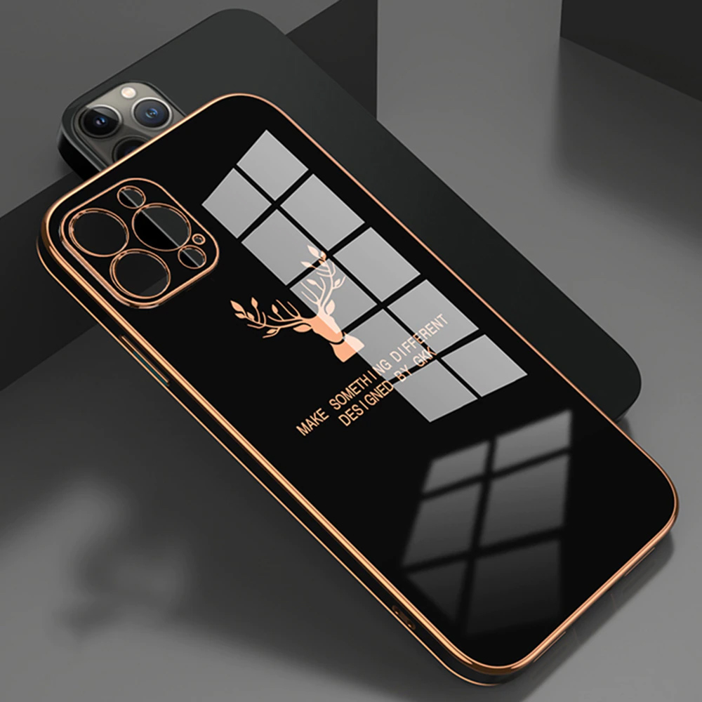 SURPHY do iPhone 13 Pro Max z nadrukiem, czarne ze złotą ramką (OUTLET)