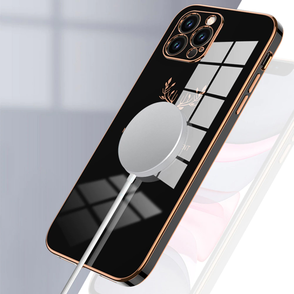 SURPHY do iPhone 13 Pro Max z nadrukiem, czarne ze złotą ramką (OUTLET)