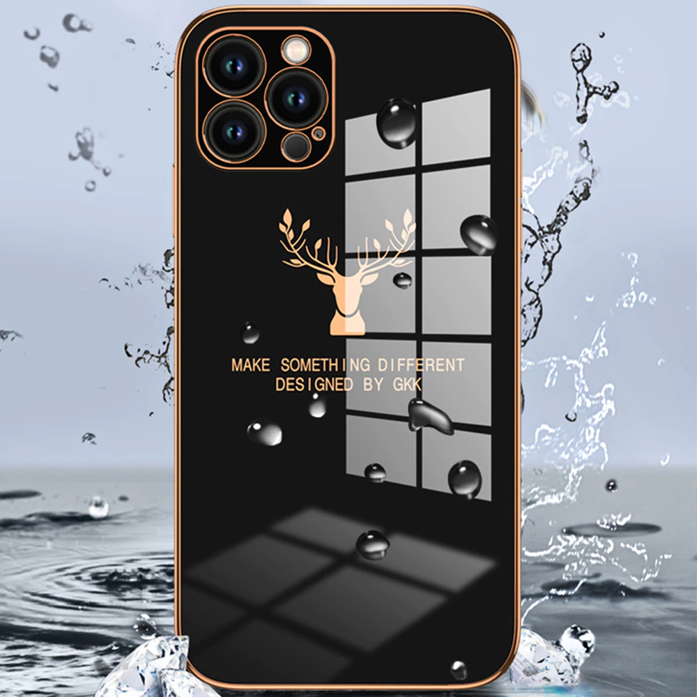 SURPHY do iPhone 13 Pro Max z nadrukiem, czarne ze złotą ramką (OUTLET)