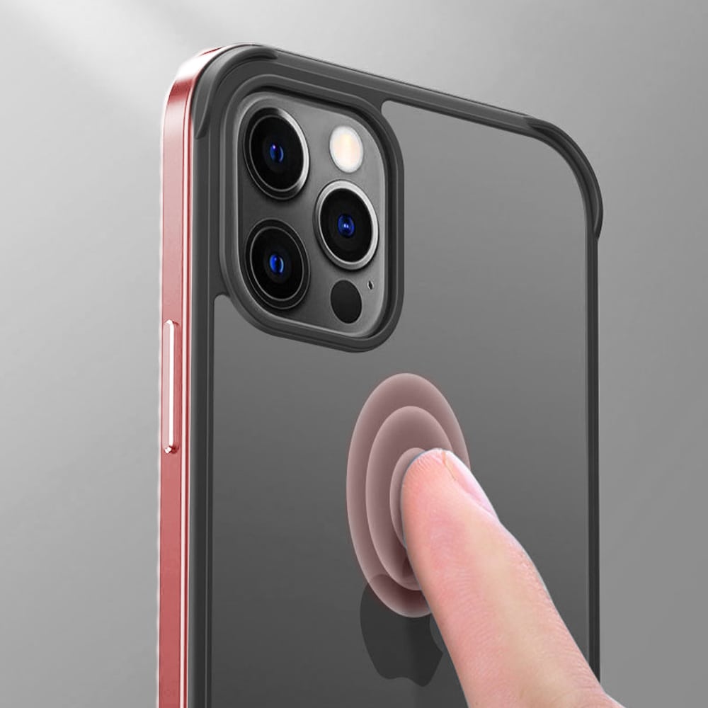 Etui do iPhone 14 Pro Max krystalicznie krystaliczny tył z metalową ramką, trwałe, eleganckie Sulada oryginal, różowe złoto