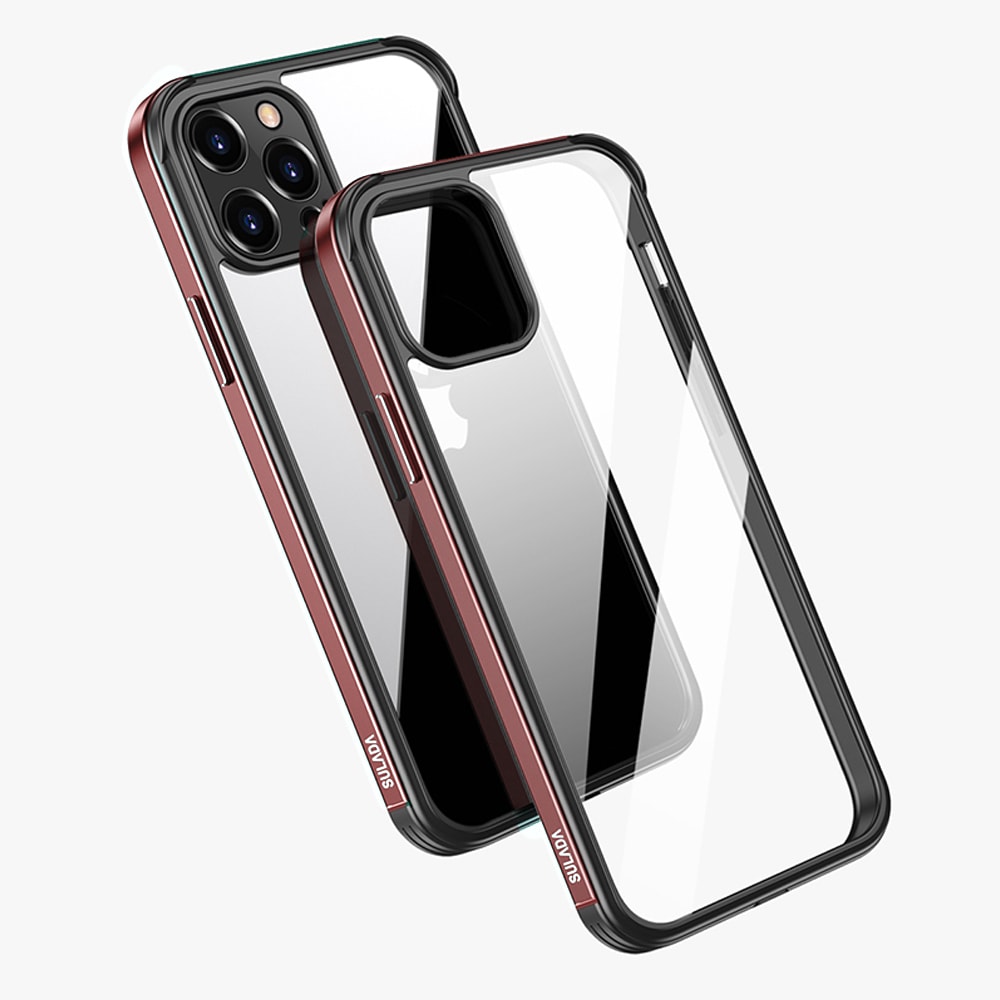 Etui do iPhone 14 Pro Max krystalicznie krystaliczny tył z metalową ramką, trwałe, eleganckie Sulada oryginal, różowe złoto