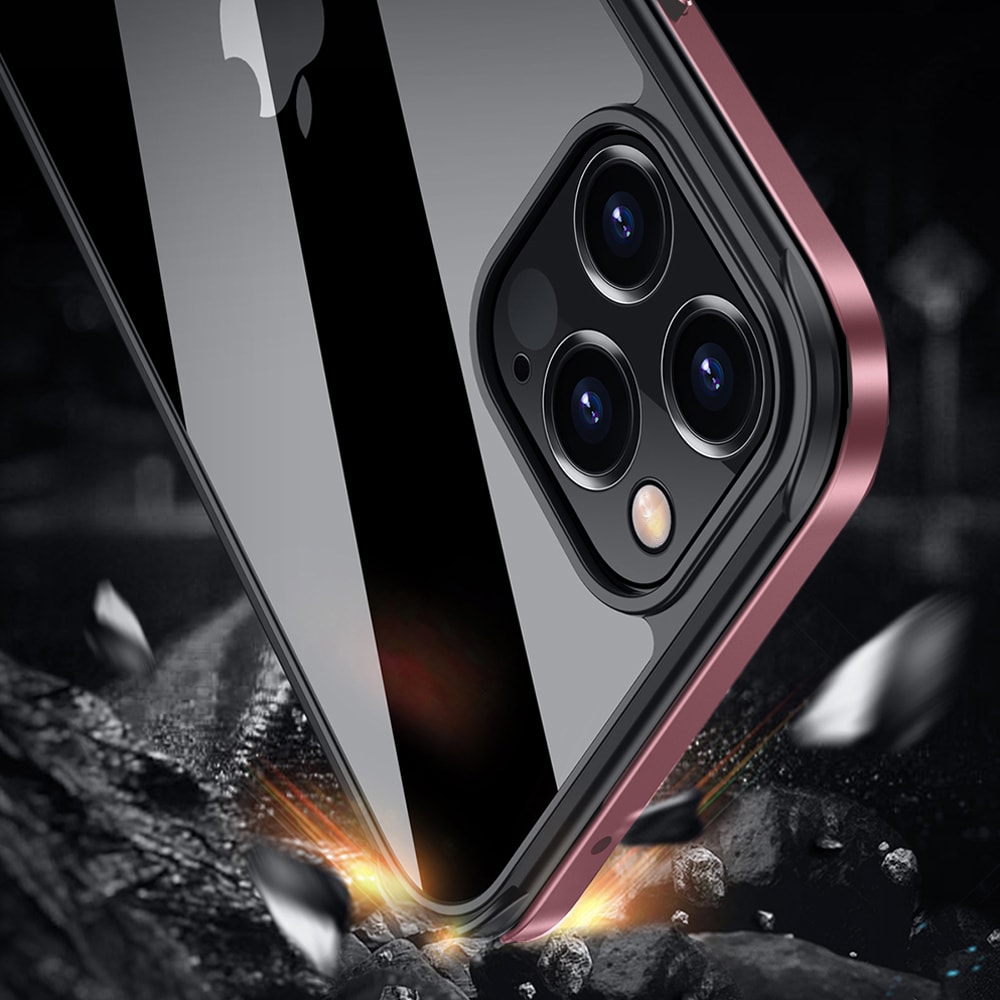 Etui do iPhone 14 Pro Max krystalicznie krystaliczny tył z metalową ramką, trwałe, eleganckie Sulada oryginal, różowe złoto