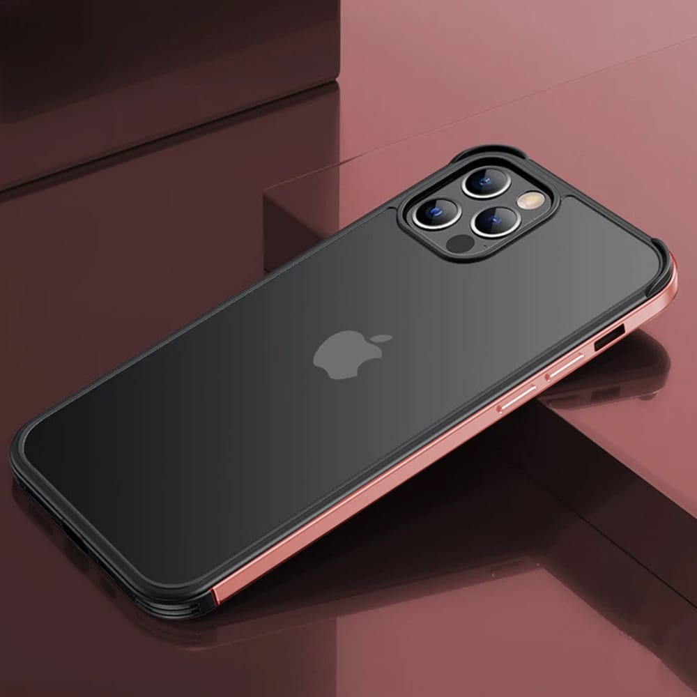 Etui do iPhone 14 Pro Max krystalicznie krystaliczny tył z metalową ramką, trwałe, eleganckie Sulada oryginal, różowe złoto