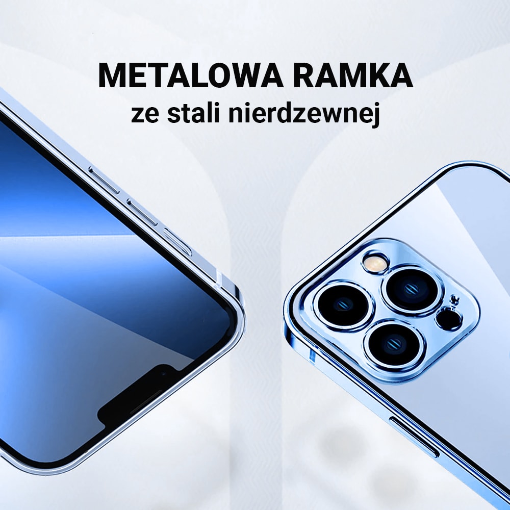 Etui do iPhone 13 Pro Max Ibizu Elite Skin, krystalicznie czyste z metalową ramką, górski błękit z MagSafe (OUTLET)