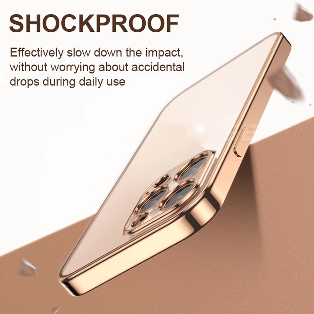 Etui do iPhone 13 Pro premium golden z osłoną kamery, czerwone złoto (OUTLET)