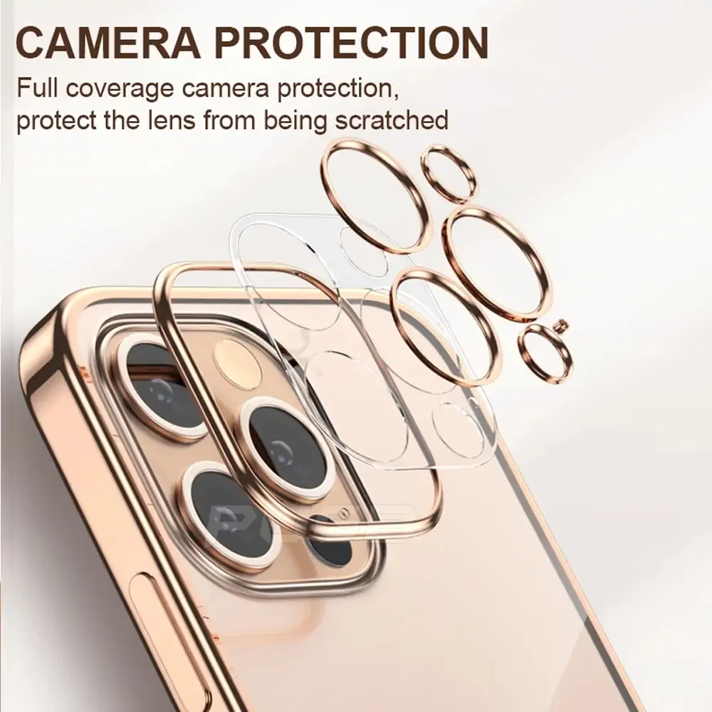 Etui do iPhone 13 Pro premium golden z osłoną kamery, czerwone złoto (OUTLET)