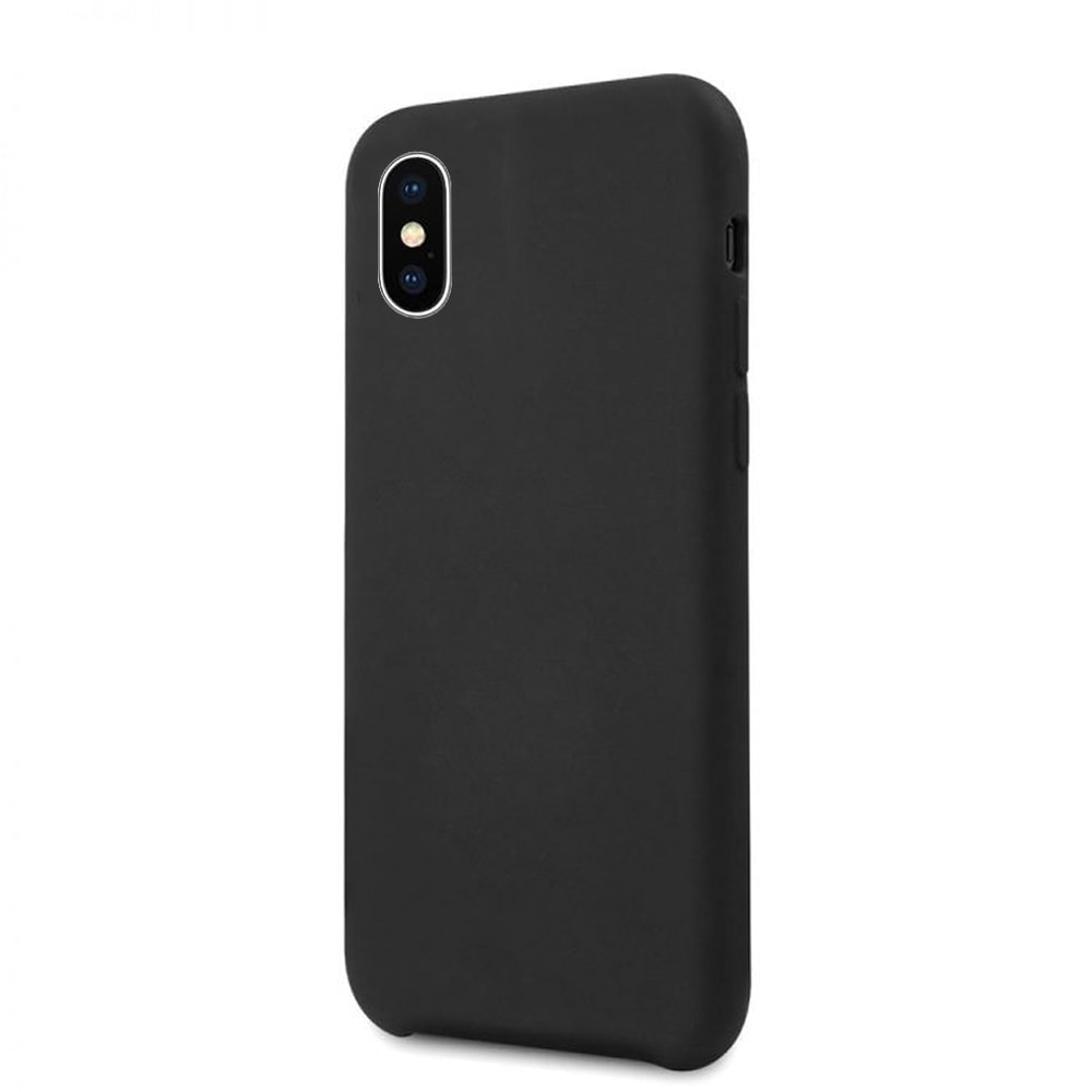 Etui do iPhone X/XS silikonowe z mikrofibrą premium soft touch, czarne