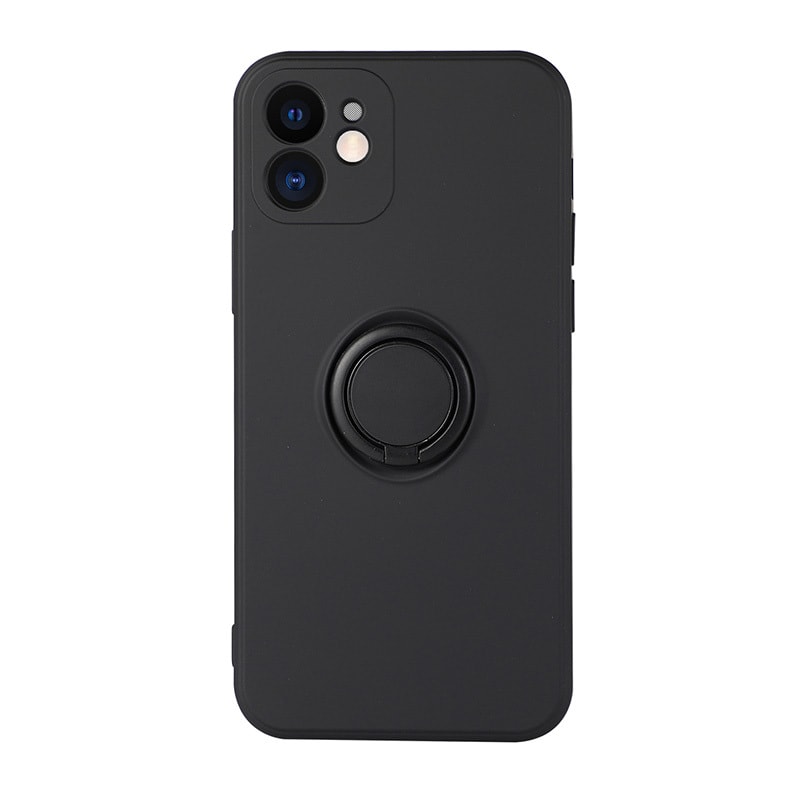 Etui do iPhone 12 Magnetic Ring matowe nie widać śladów, uchwyt magnetyczny, szary