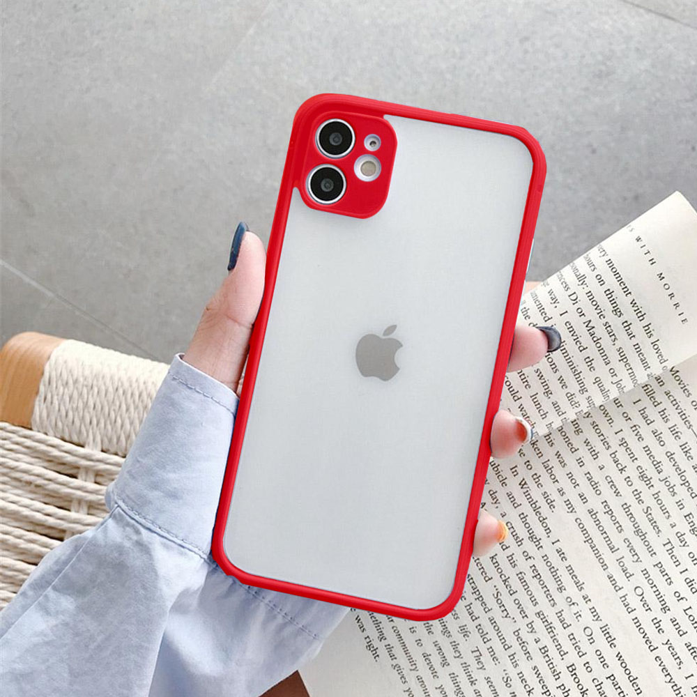 Etui do iPhone 11 Soft Matt protect czerwone silikonowe z kolorowymi przyciskami