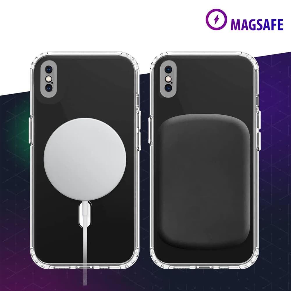 Etui do iPhone X/XS z matową osłoną na aparat, szklany tył z MagSafe, przeźroczyste