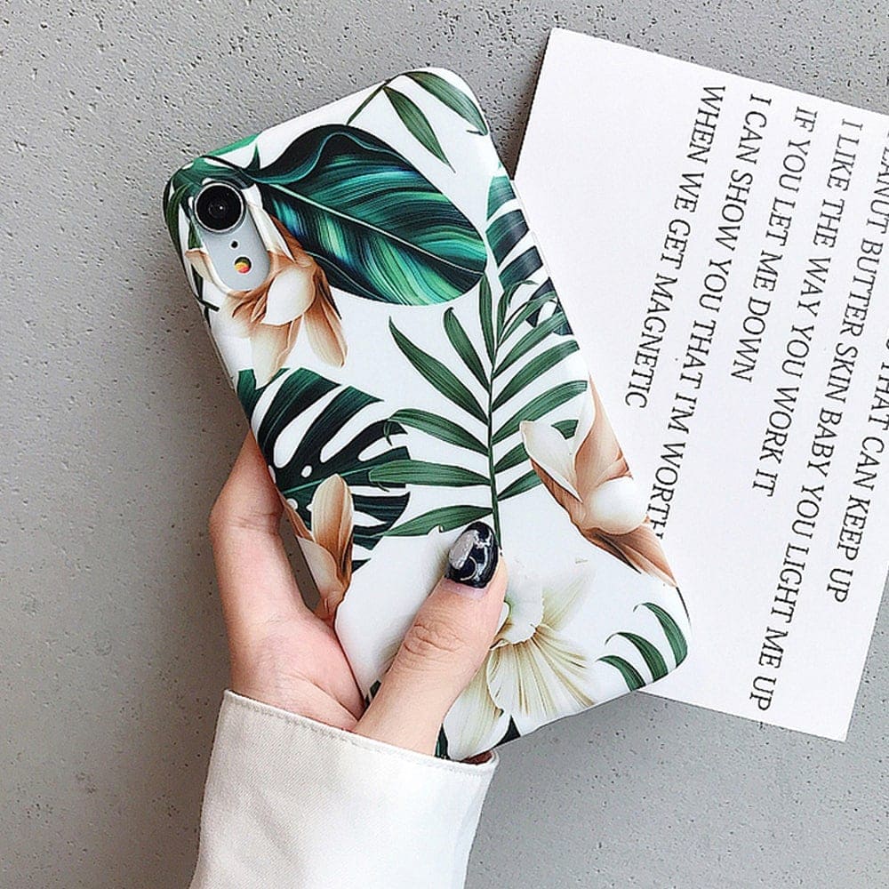 Etui kwiaty iPhone XS Max z uchwytem – Brązowy kwiat