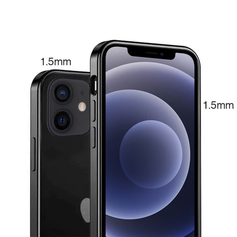 Etui do iPhone 12/12 Pro JETech Simple Metallic graphite, przeźroczyste z ramką w kolorze czarnym grafitowym (OUTLET)