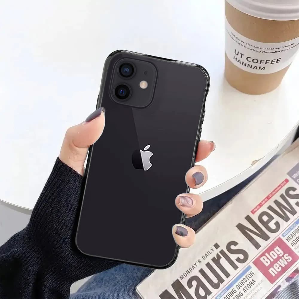 Etui do iPhone 12/12 Pro JETech Simple Metallic graphite, przeźroczyste z ramką w kolorze czarnym grafitowym (OUTLET)