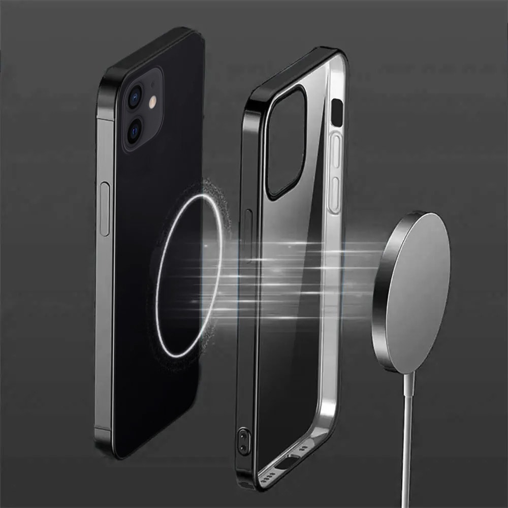 Etui do iPhone 12/12 Pro JETech Simple Metallic graphite, przeźroczyste z ramką w kolorze czarnym grafitowym (OUTLET)