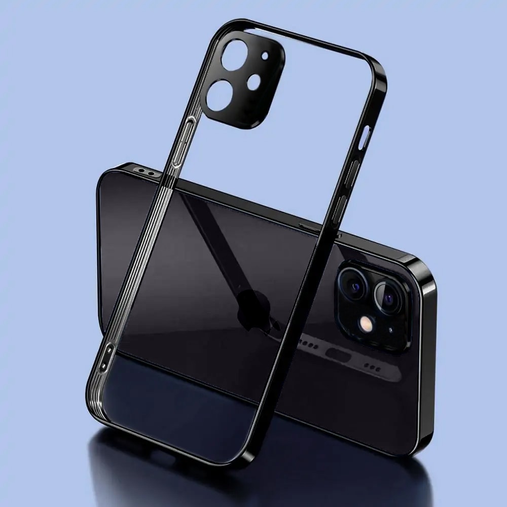 Etui JETech ochronne do iPhone 12 przeźroczysty z ochroną obiektywów, czarne