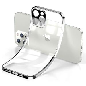 etui jetech ochronne do iphone 12 pro max przeźroczysty tył hd srebrna ramka