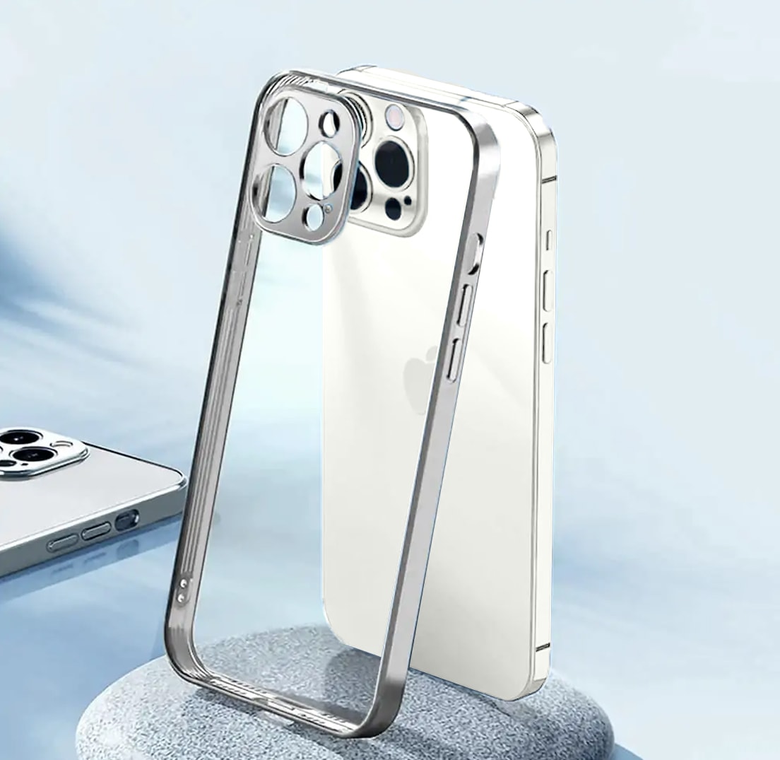 Etui JETech ochronne do iPhone 12 Pro przeźroczysty tył HD srebrna ramka