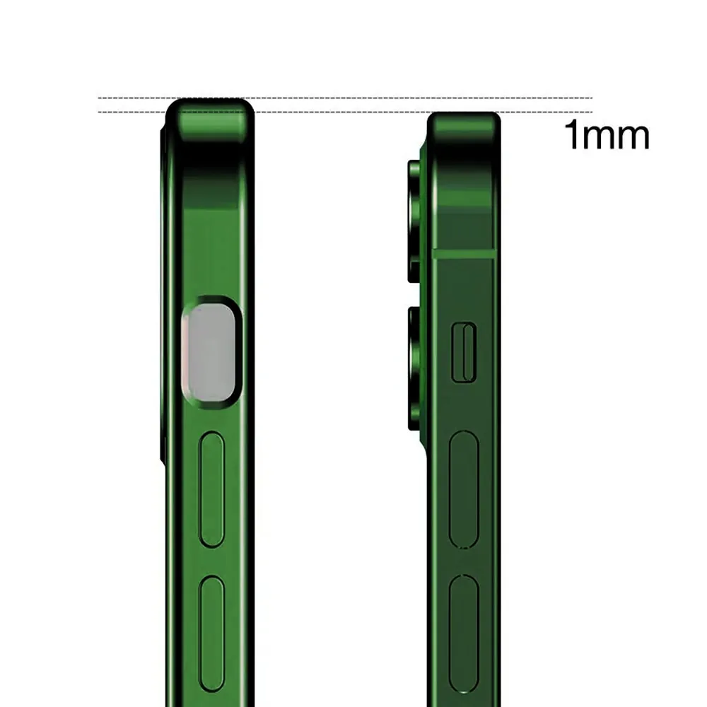 Etui do iPhone 13 JETech Simple Metallic deep green, przeźroczyste z ramką w kolorze ciemno zielonym (OUTLET)