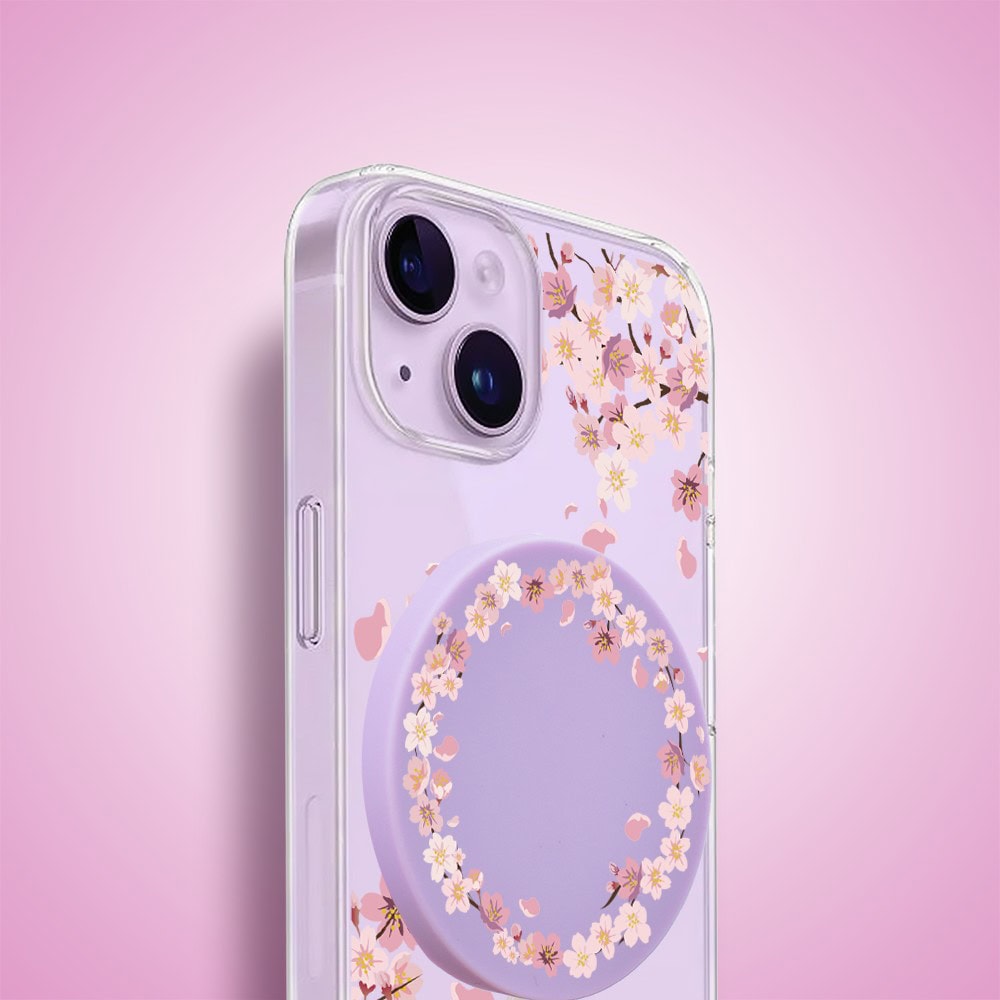 Etui na ładowarkę Magsafe kwiat wiśni w kolorze fioletowym