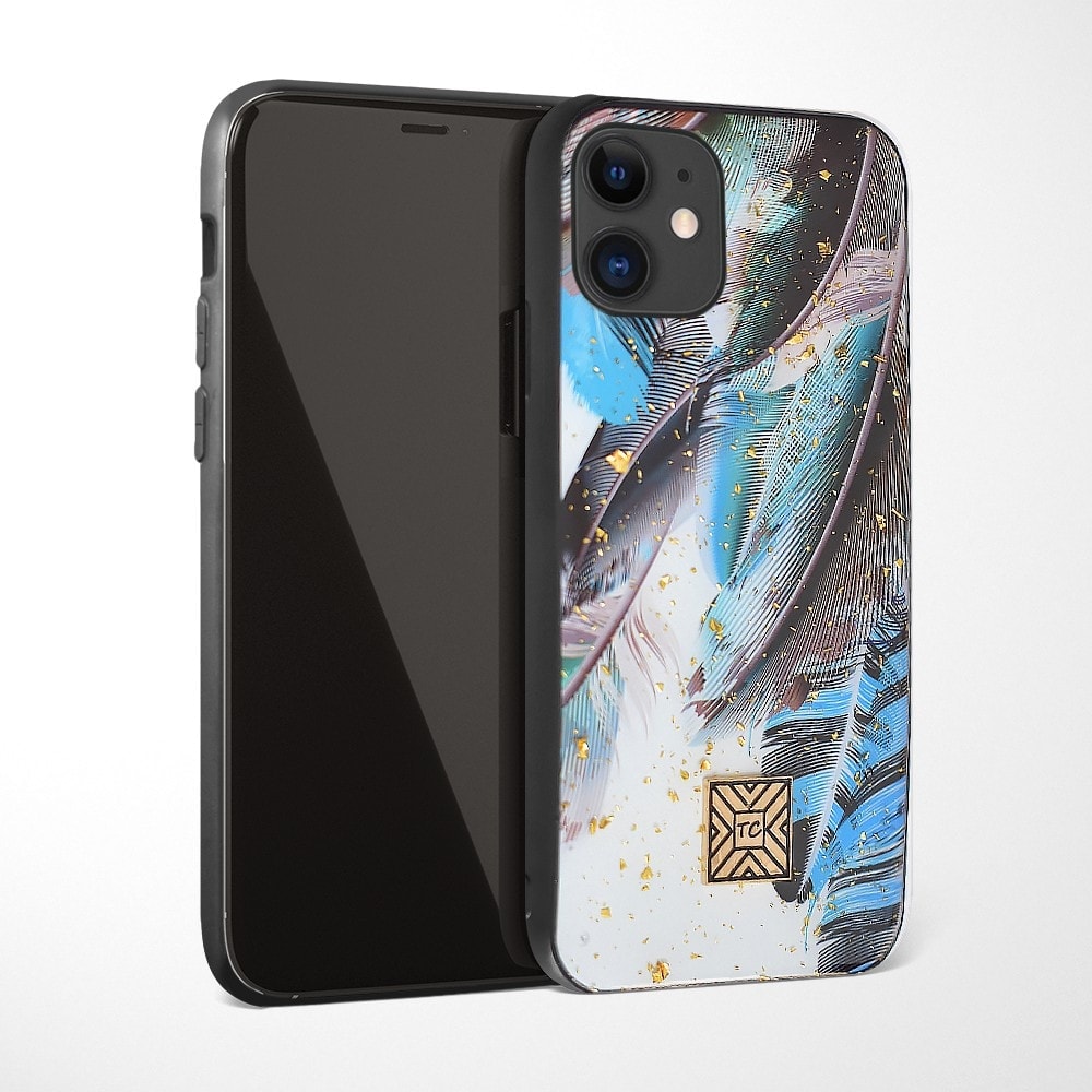 Etui do iPhone 12 eleganckie kolorowe pióra