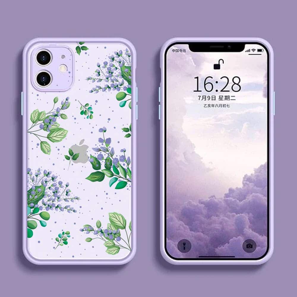 Etui do iPhone 11 ochrona kamery, anty-zderzeniowe fioletowe lilowe kwiaty