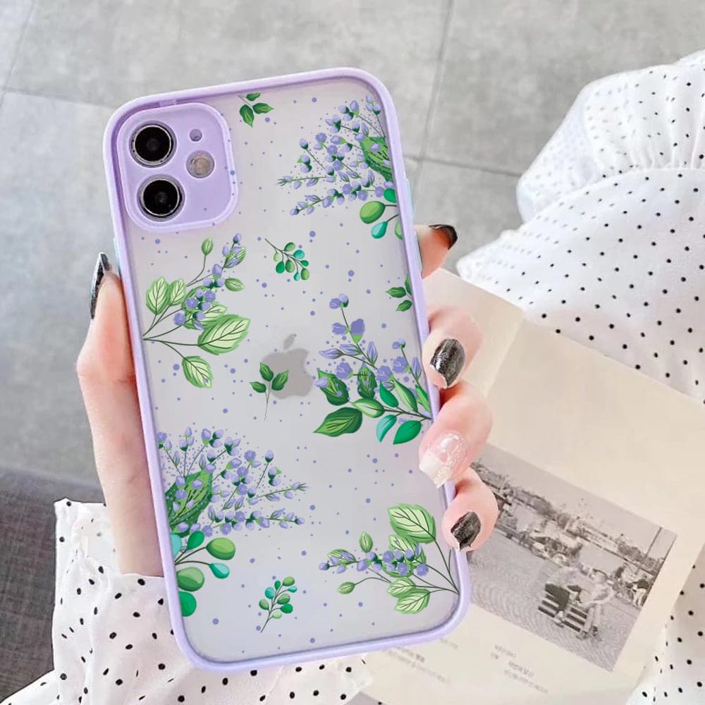 Etui do iPhone 11 ochrona kamery, anty-zderzeniowe fioletowe lilowe kwiaty