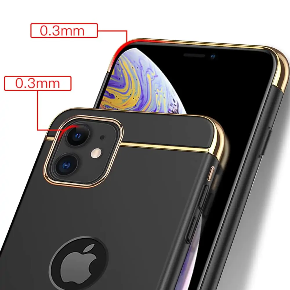 Etui do iPhone 11 eleganckie cienkie ze zdobieniami i widocznym logo, czarne