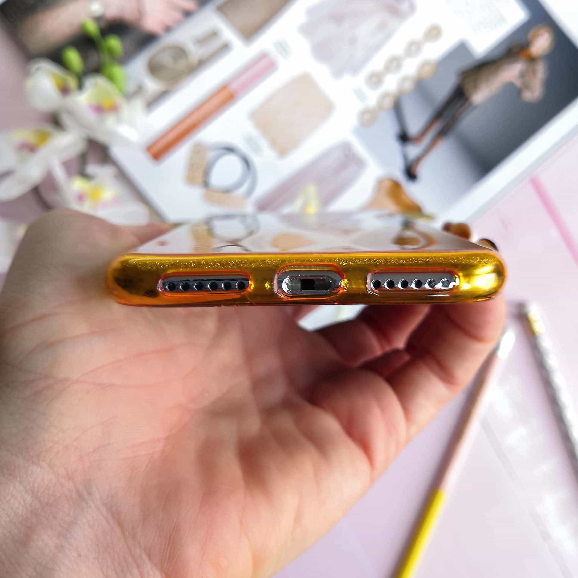 Etui do iPhone X/XS silikonowe brokatowe srebrno-złote z uszkami myszki Miki