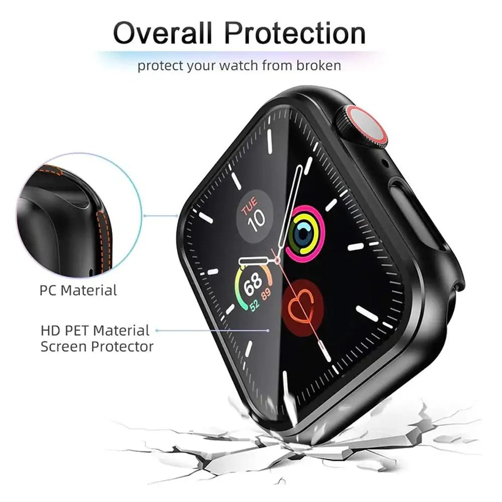 Pasek + etui ze szkłem 2w1 do Apple Watch Series 7 41 mm piaskowy róż