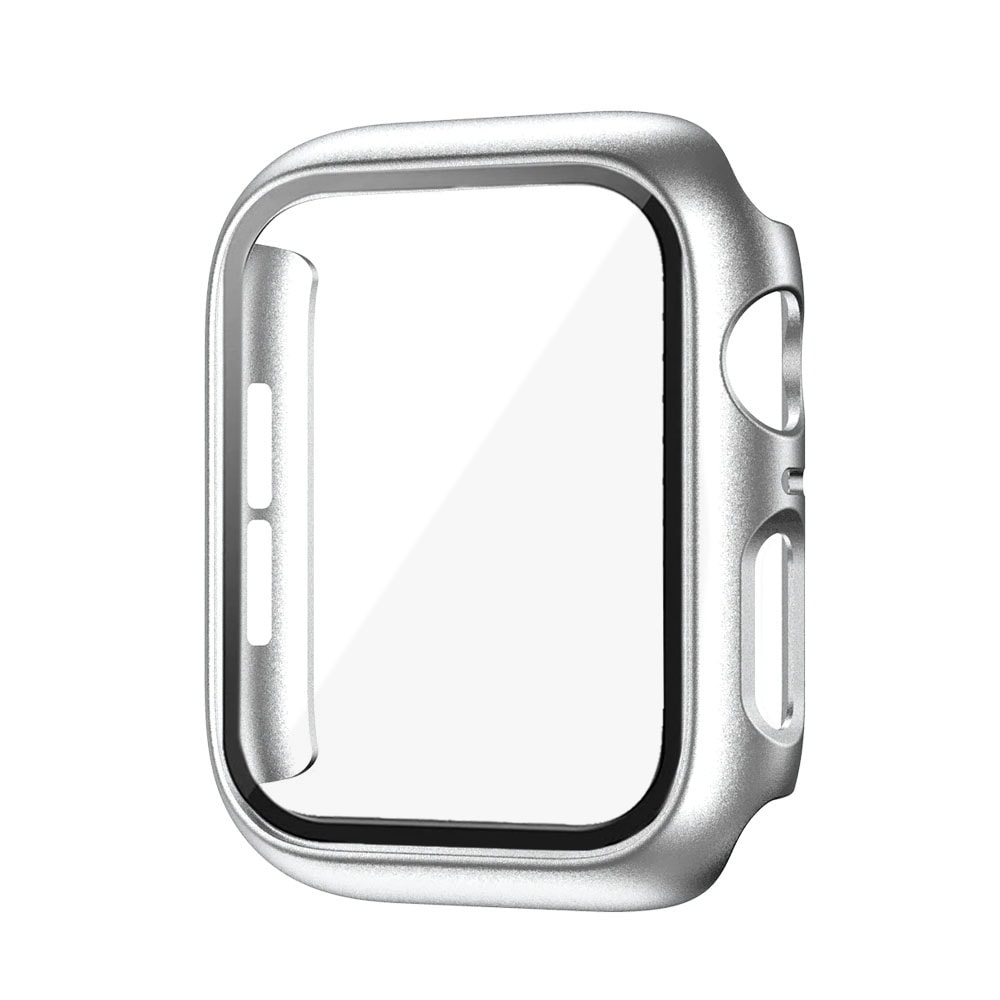 Pasek + etui ze szkłem 2w1 do Apple Watch Series 7 / 8 / 9 41 mm, srebrny