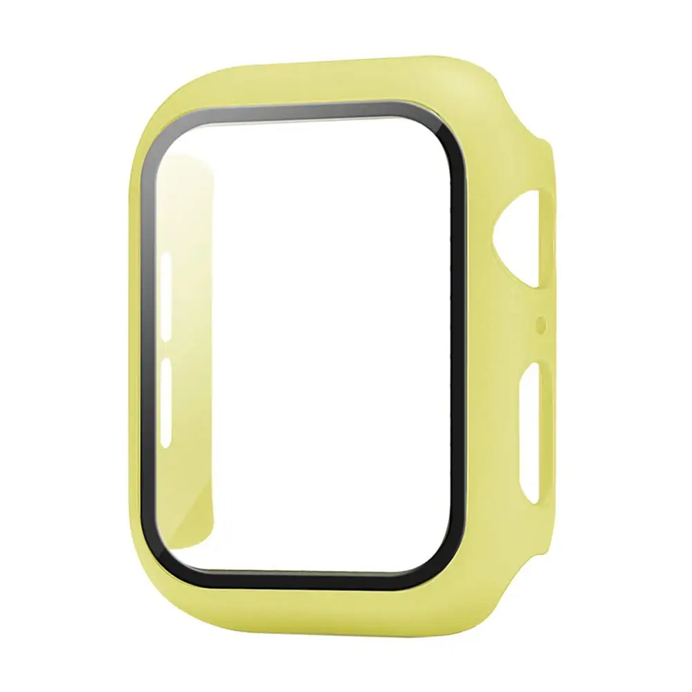 Pasek + etui ze szkłem 2w1 do Apple Watch Series 7 / 8 / 9 41 mm, szafranowy żółty