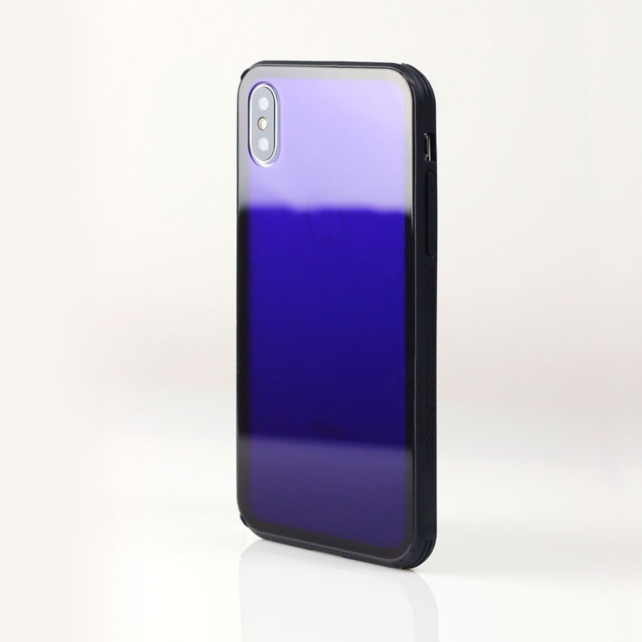 Etui do iPhone X/XS szklane półprzeźroczyste granatowe