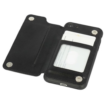 Etui do iPhone XR zamykana obudowa typu książka z portfelem na zatrzaski czarna