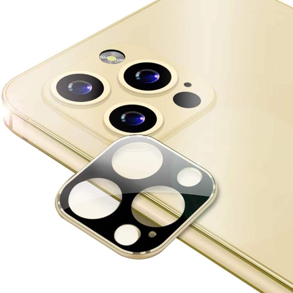 iPhone 12 Pro szkło na cały aparat czarne ze złotą ramką