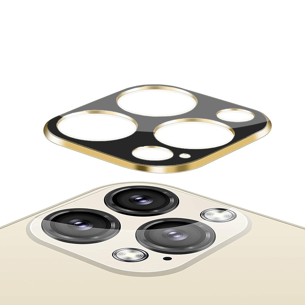 iPhone 12 Pro szkło na cały aparat czarne ze złotą ramką