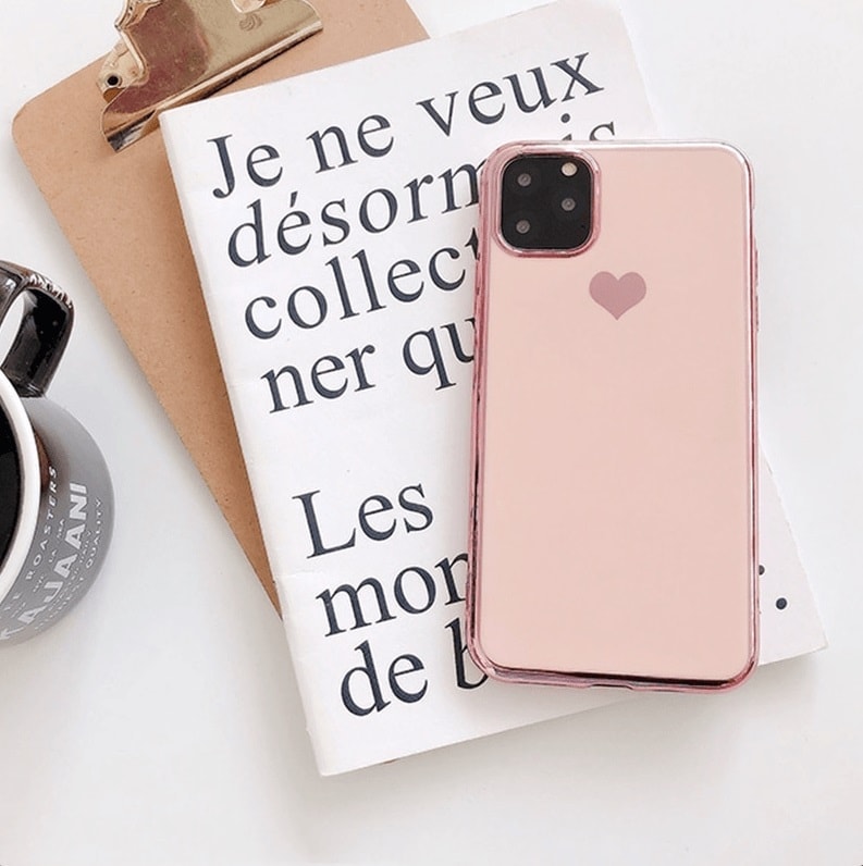 Etui do iPhone 12 Pro Max luksusowe z złotym sercem i zdobieniami złoty róż