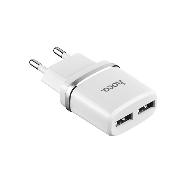 Ładowarka sieciowa 2xUSB z kablem Lightning, biała