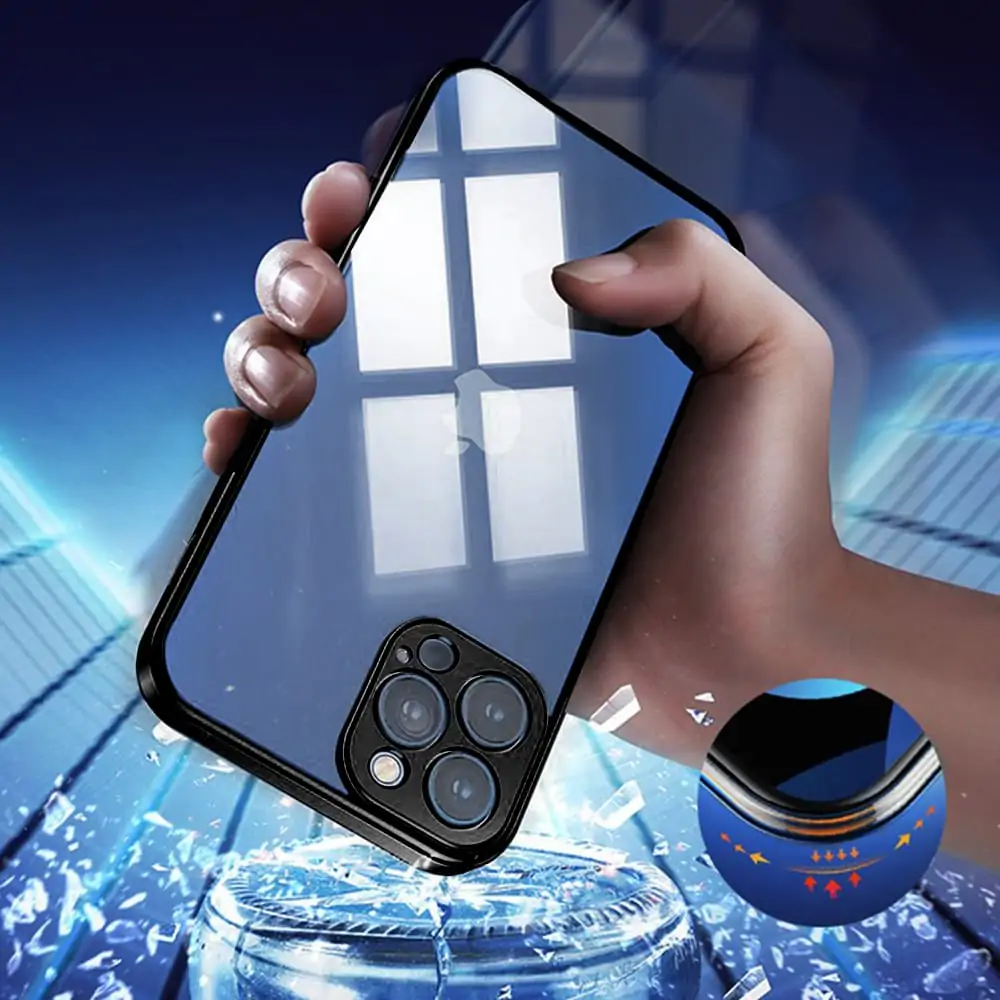 Etui JETech ochronne do iPhone 12 przeźroczysty z ochroną obiektywów, czarne